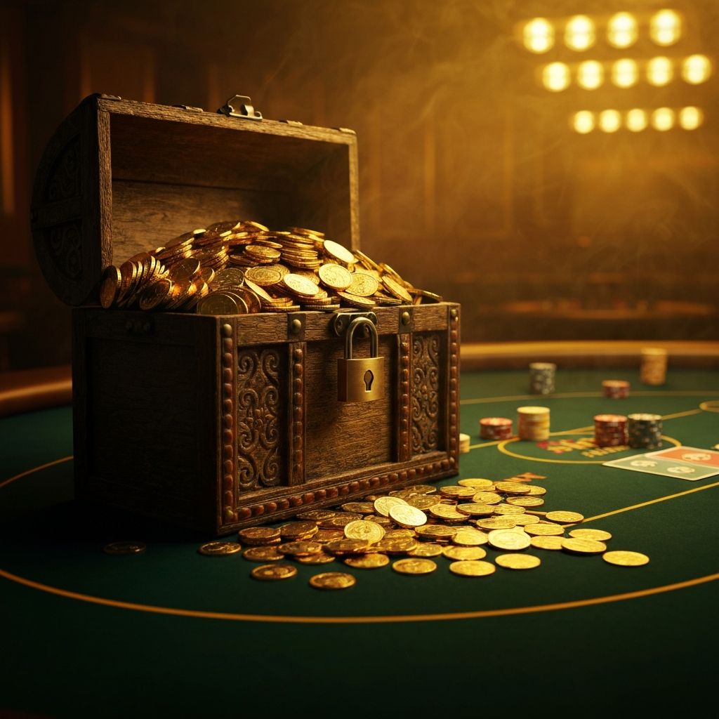 Skrzynka skarbów ze złotymi monetami